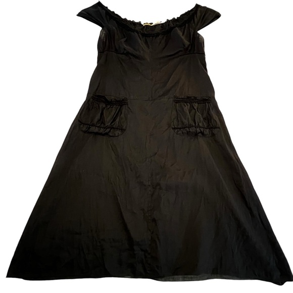 Max Studio Lagenlook Linen Dress with Pockets dark black slightly sheer Large - Picture 6 of 16
